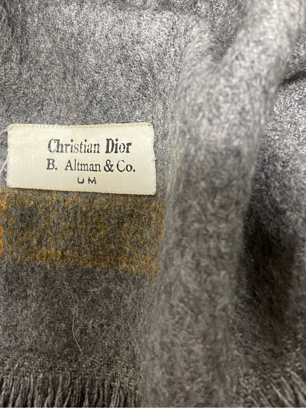 Christian Dior Vintage Men’s Light Gray Wool Fringe Scarf